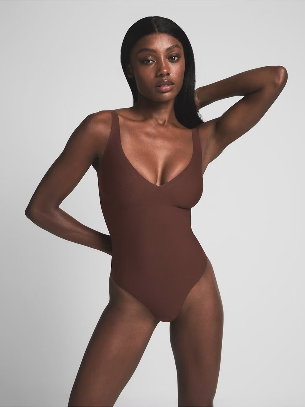 SKIMS Brown Scoop Neck Bodysuit